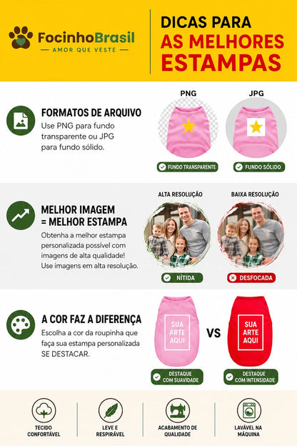 Camiseta Personalizada para Pets – Exclusiva Focinho Brasil