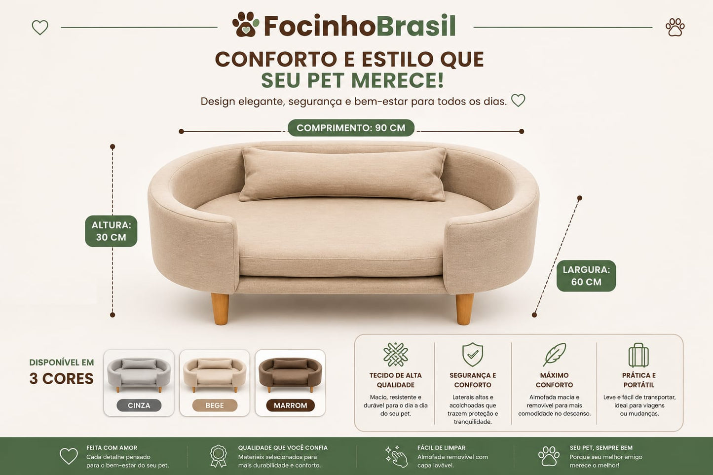 Cama Poltrona Pet Luxo