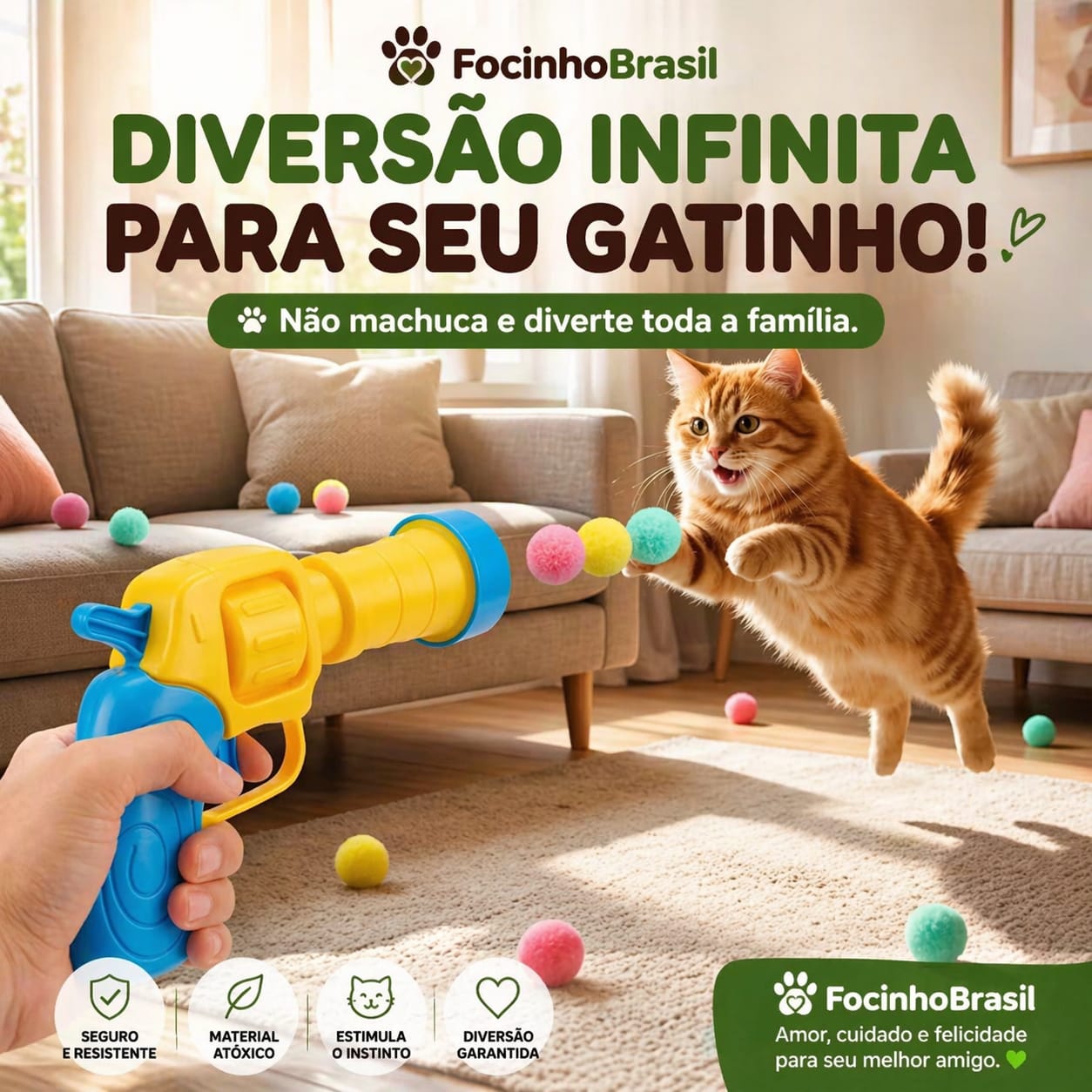 Lançador de bolinhas  para gatos