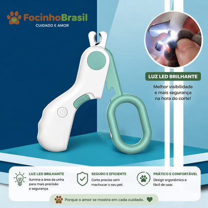 Cortador de unhas para pet com luz LED