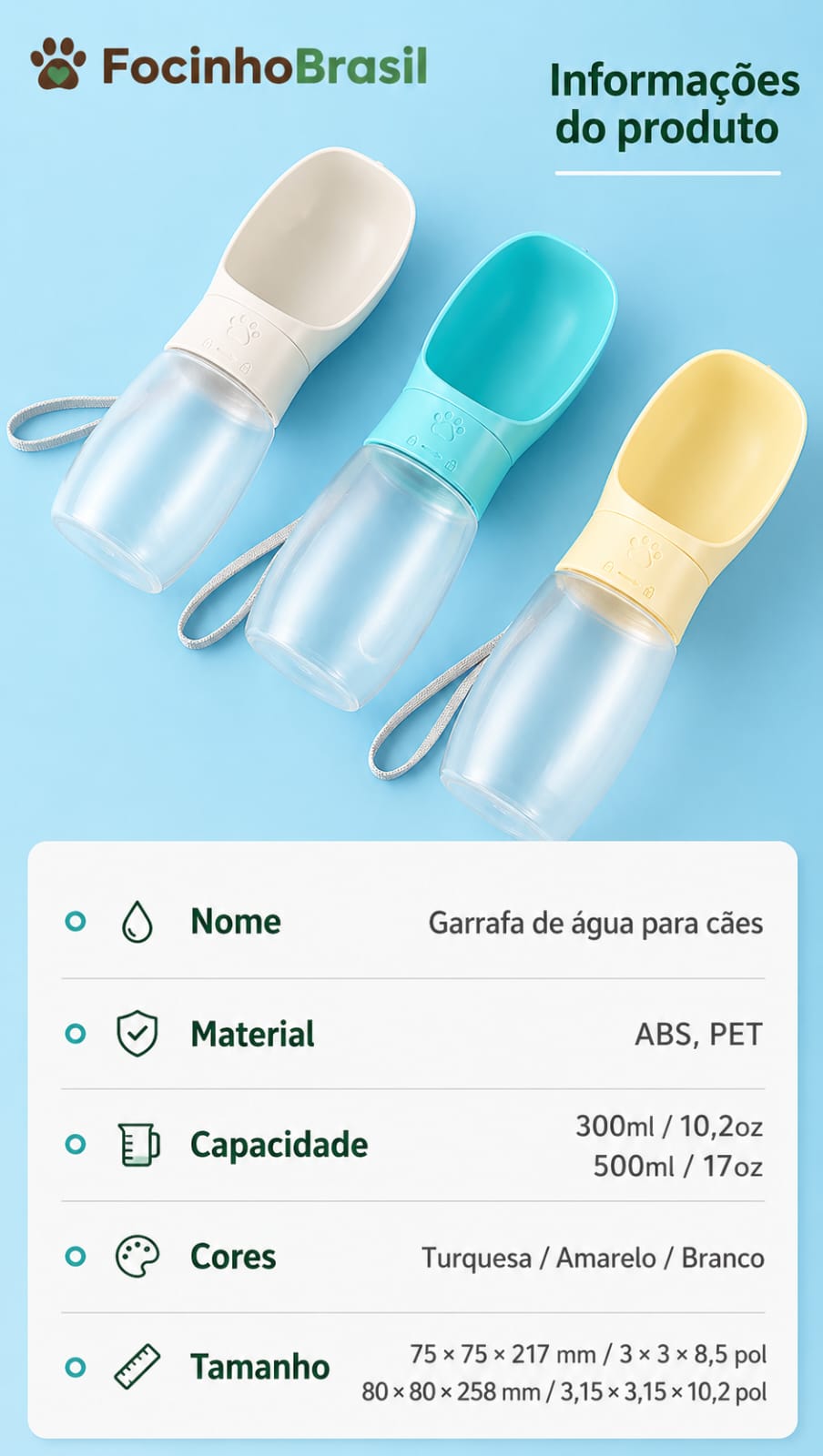 Garrafa portátil para pets