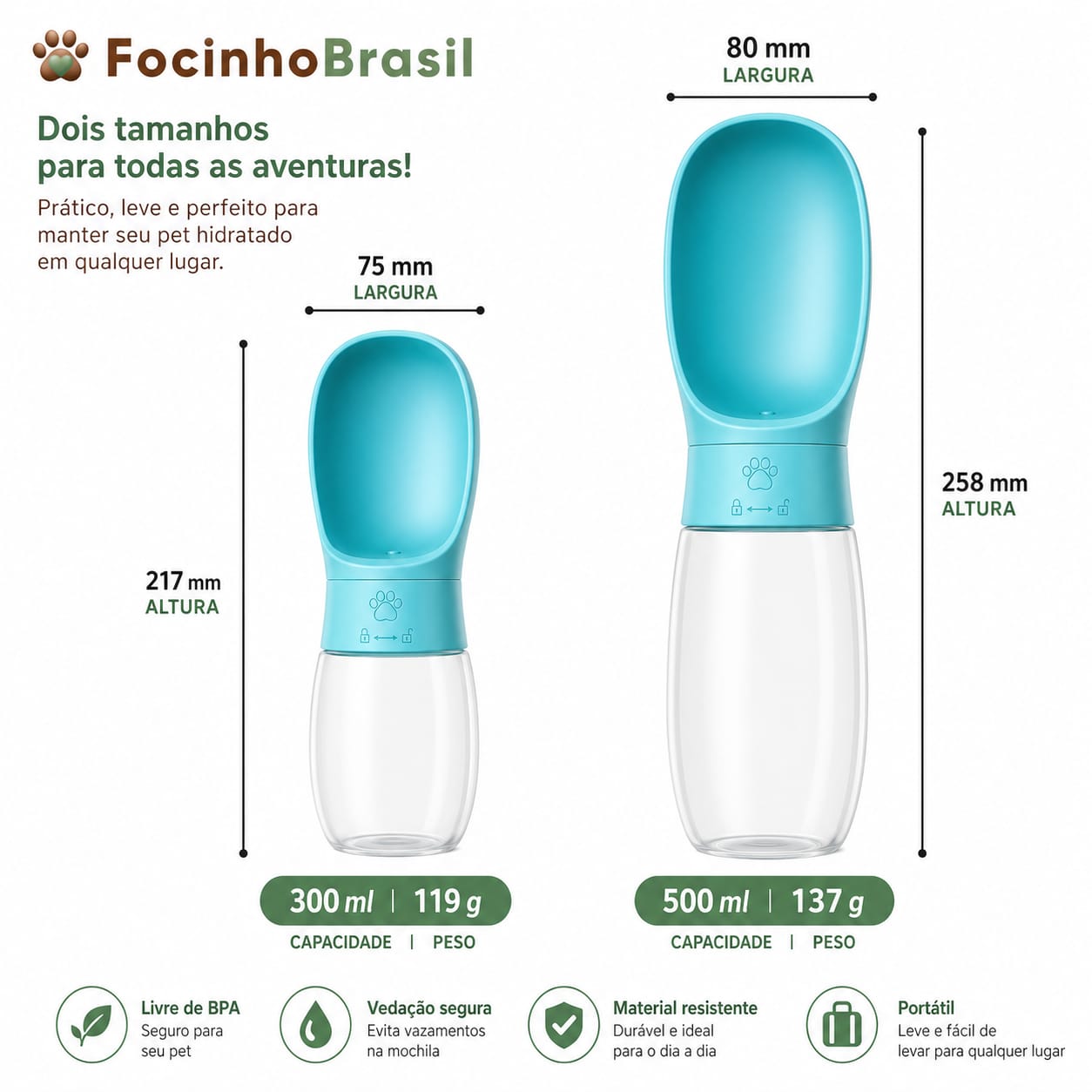 Garrafa portátil para pets
