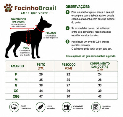 Camiseta Personalizada para Pets – Exclusiva Focinho Brasil