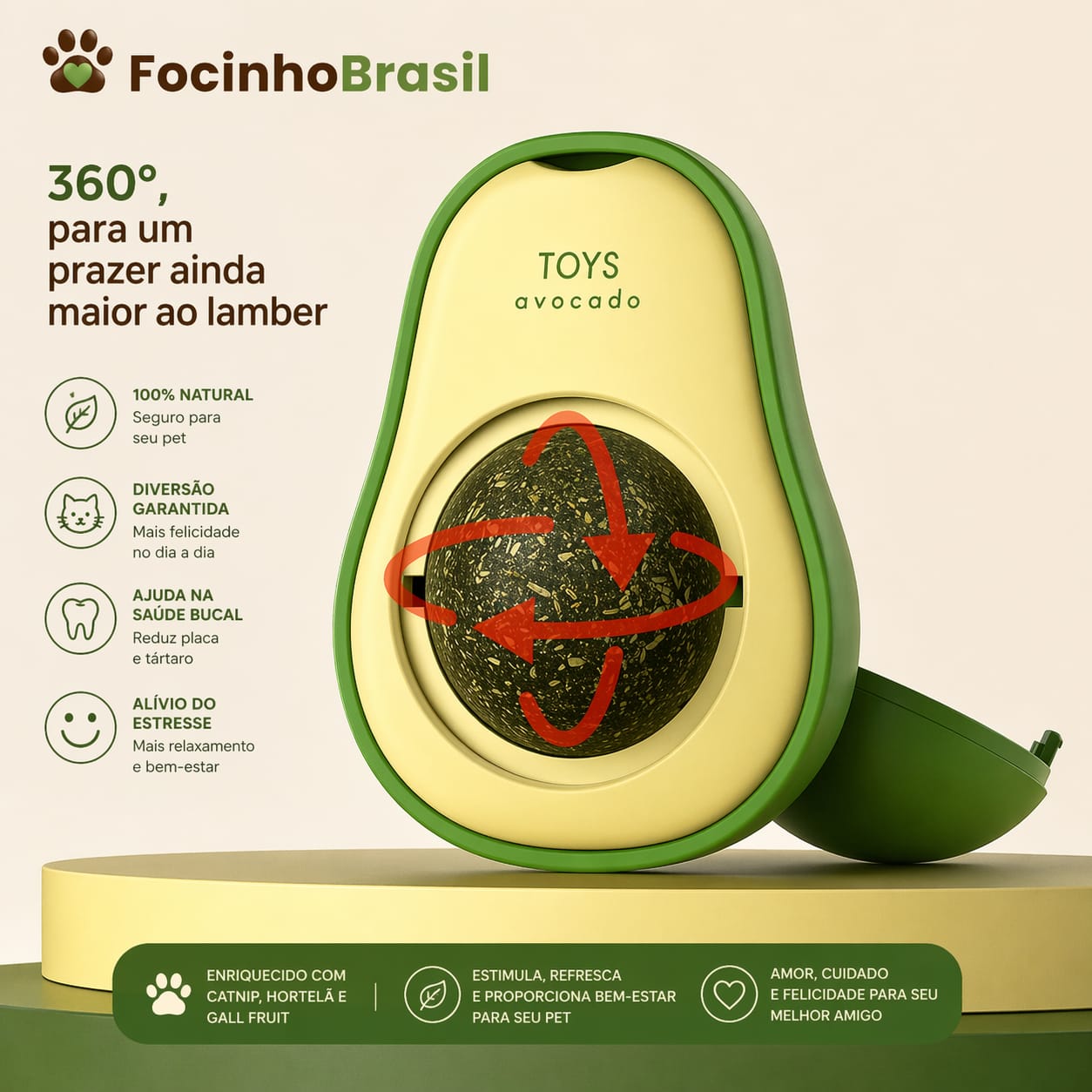 Bola de Catnip formato abacate para Gatos