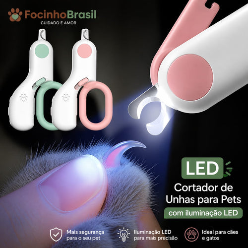 Cortador de unhas para pet com luz LED