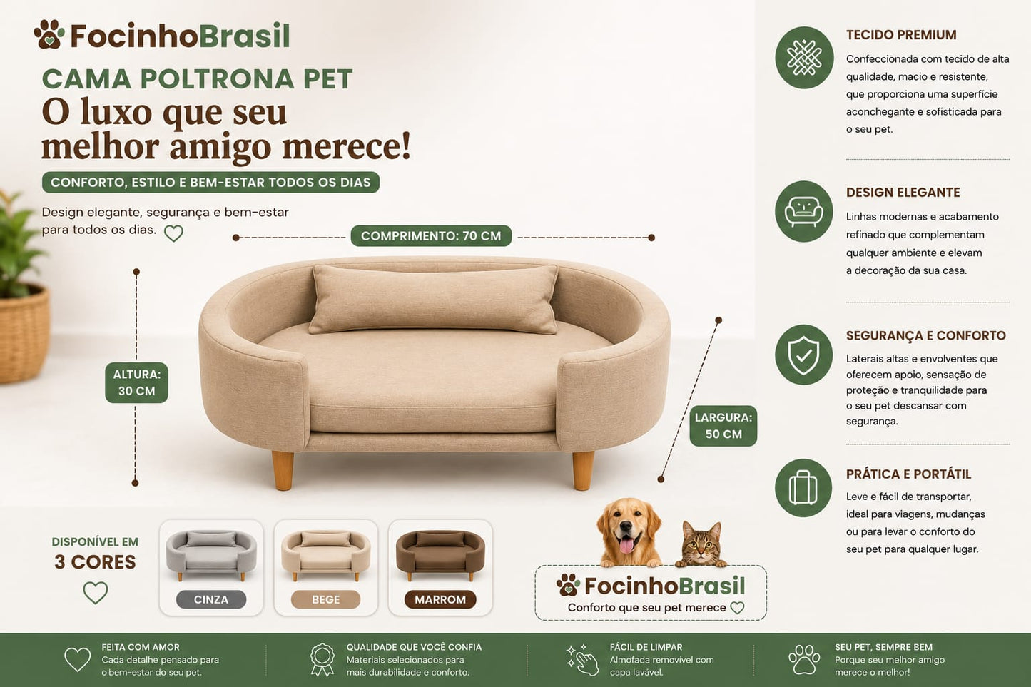 Cama Poltrona Pet Luxo