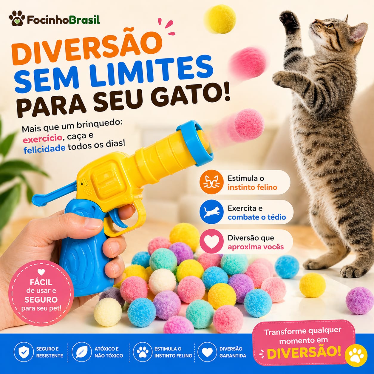 Lançador de bolinhas  para gatos