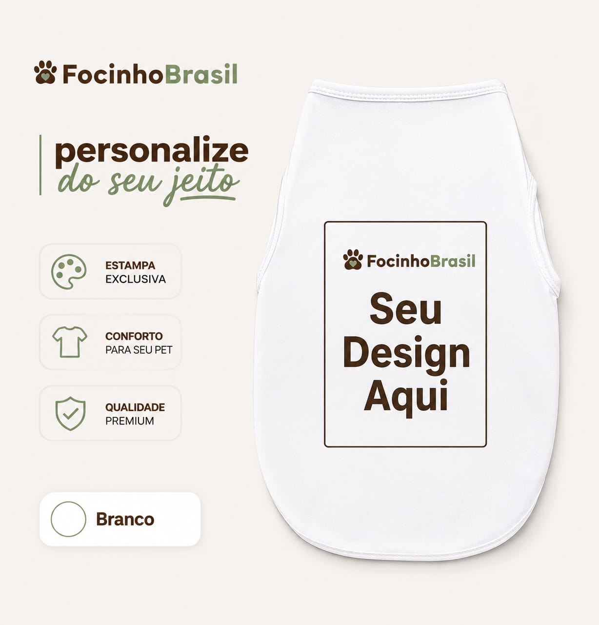 Camiseta Personalizada para Pets – Exclusiva Focinho Brasil