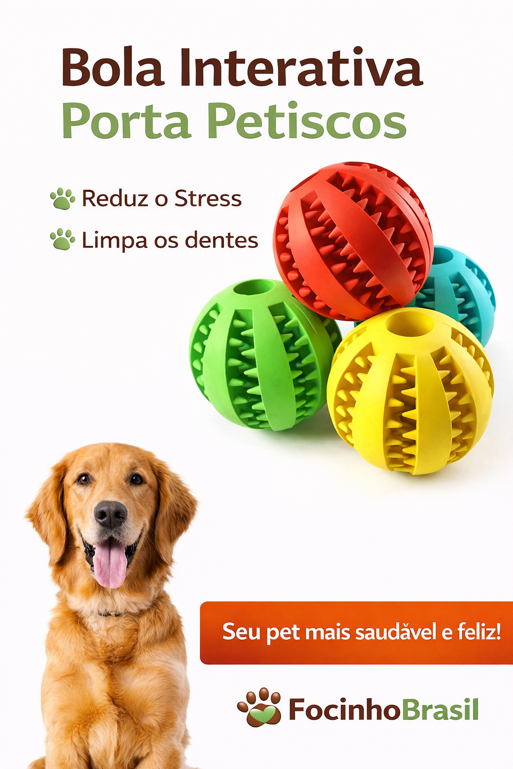 Bola Multifuncional - Escova Mordedor - Porta Petisco