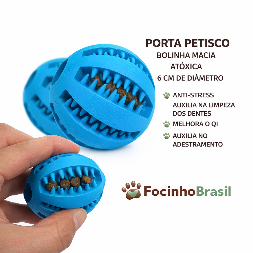 Bola Multifuncional - Escova Mordedor - Porta Petisco