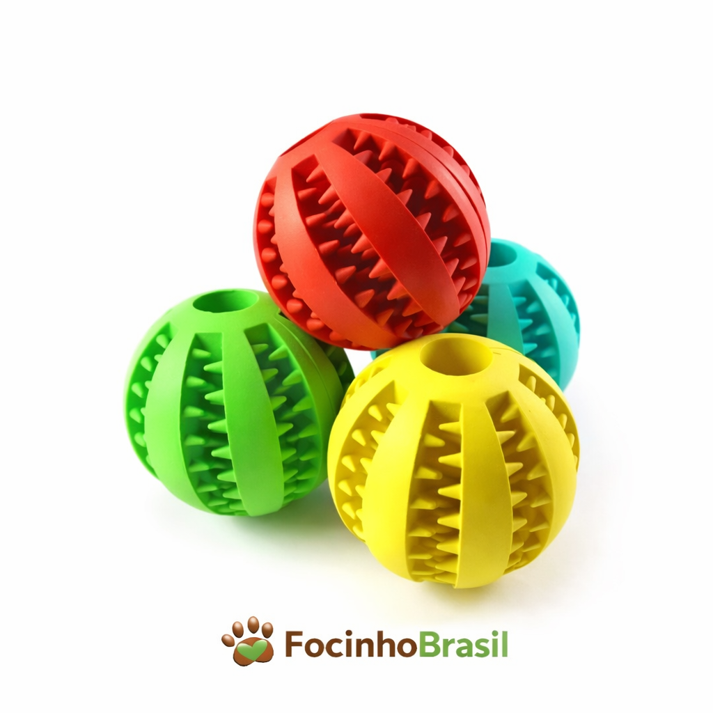 Bola Multifuncional - Escova Mordedor - Porta Petisco