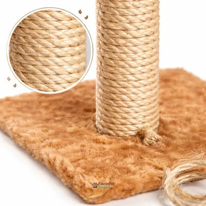 Gato doméstico utilizando arranhador compacto com brinquedos para entretenimento diário