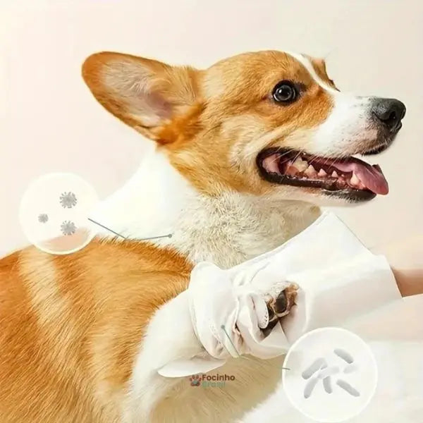 luva para limpeza de pets removendo odores e sujeira dos pelos