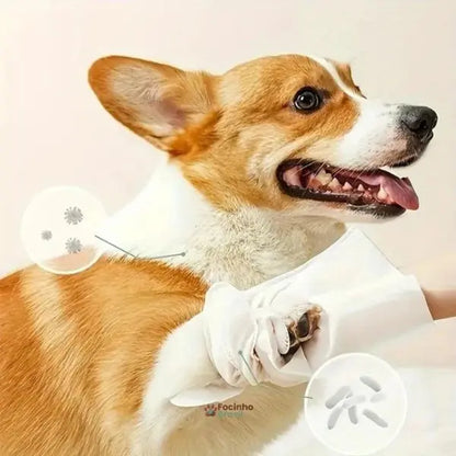 luva para limpeza de pets removendo odores e sujeira dos pelos