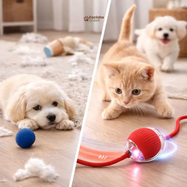 brinquedo inteligente para gatos e cachorros com movimento automático e LED