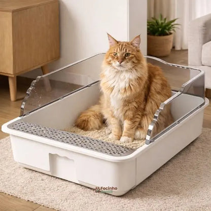 sistema de peneira separando areia limpa dos resíduos em caixa de areia para gatos