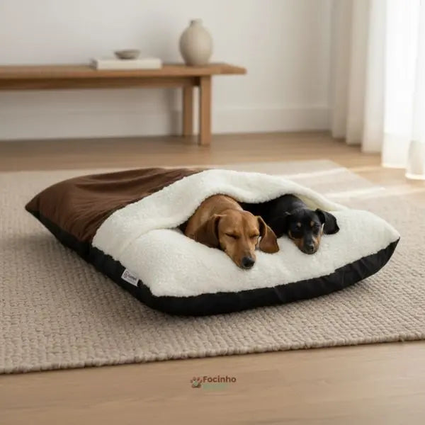 cama para cachorro tipo canguru com interior macio estilo pele de carneiro