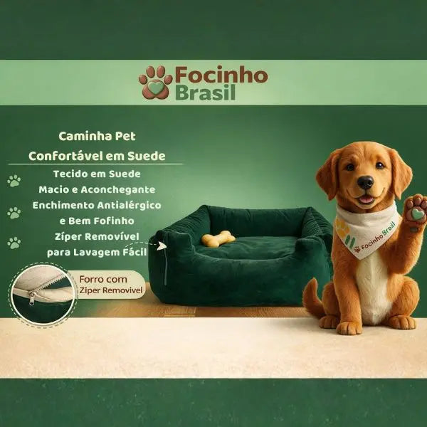 caminha para cachorro com enchimento antialérgico e tecido suede
