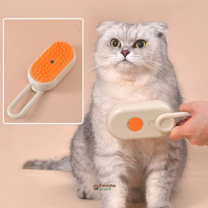 escova pet a vapor 3 em 1 penteador removedor de pelos para gatos
