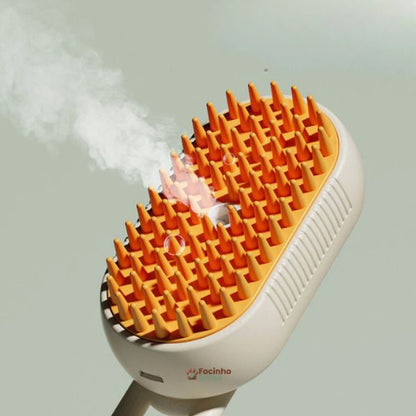 escova removedora de pelos para gatos e cães com tecnologia de vapor portátil