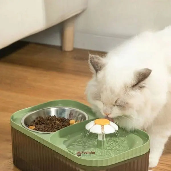 bebedouro para gatos com tigela de aço inox e filtro de carvão ativado