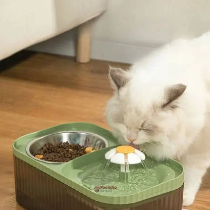 bebedouro para gatos com tigela de aço inox e filtro de carvão ativado