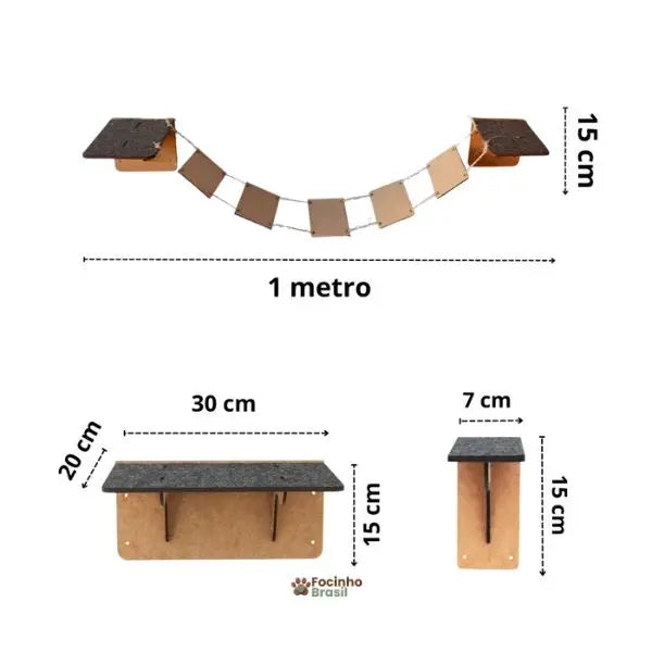 circuito para gatos de parede com degraus e pontes de madeira playground felino moderno