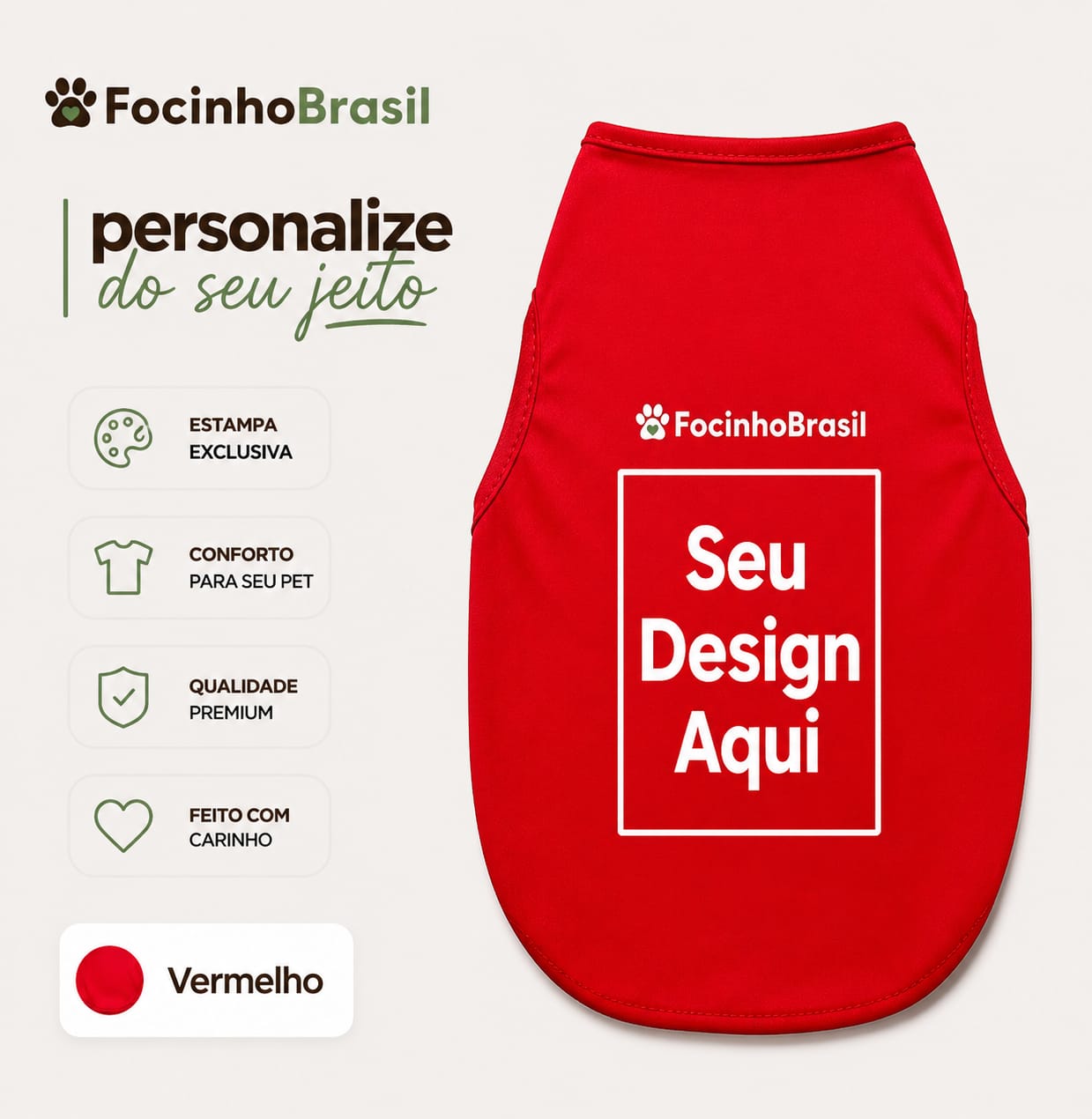 Camiseta Personalizada para Pets – Exclusiva Focinho Brasil