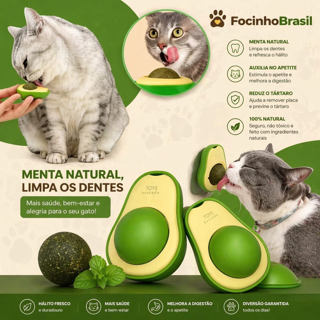 Bola de Catnip formato abacate para Gatos