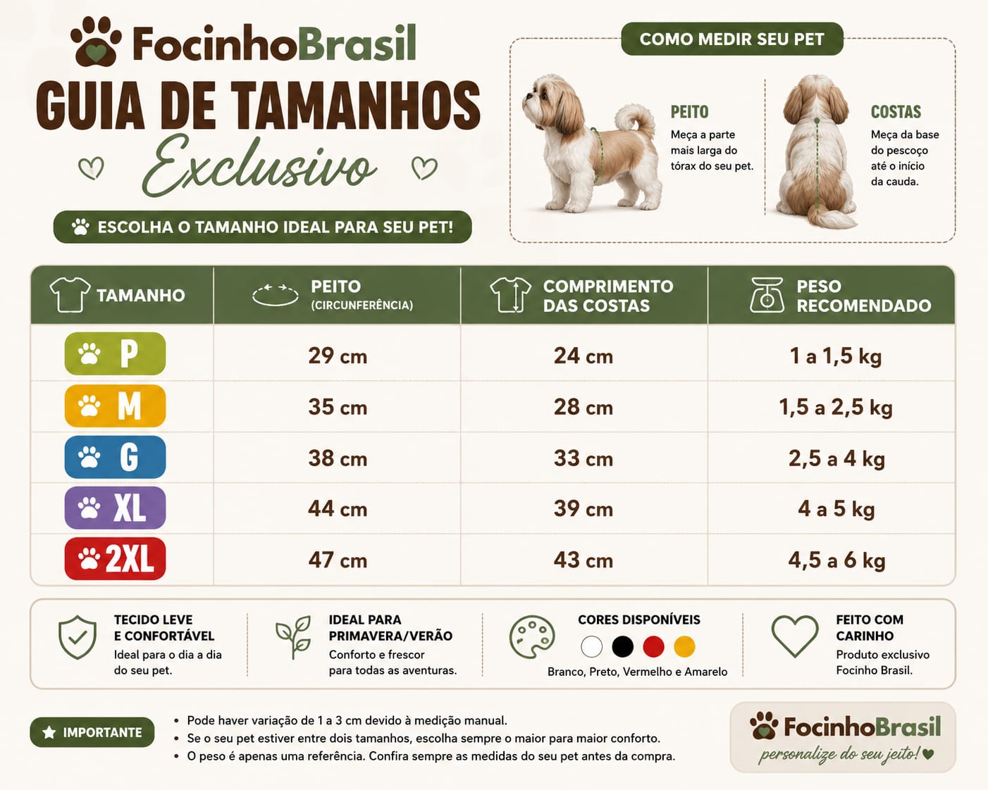 Camiseta Personalizada para Pets – Exclusiva Focinho Brasil