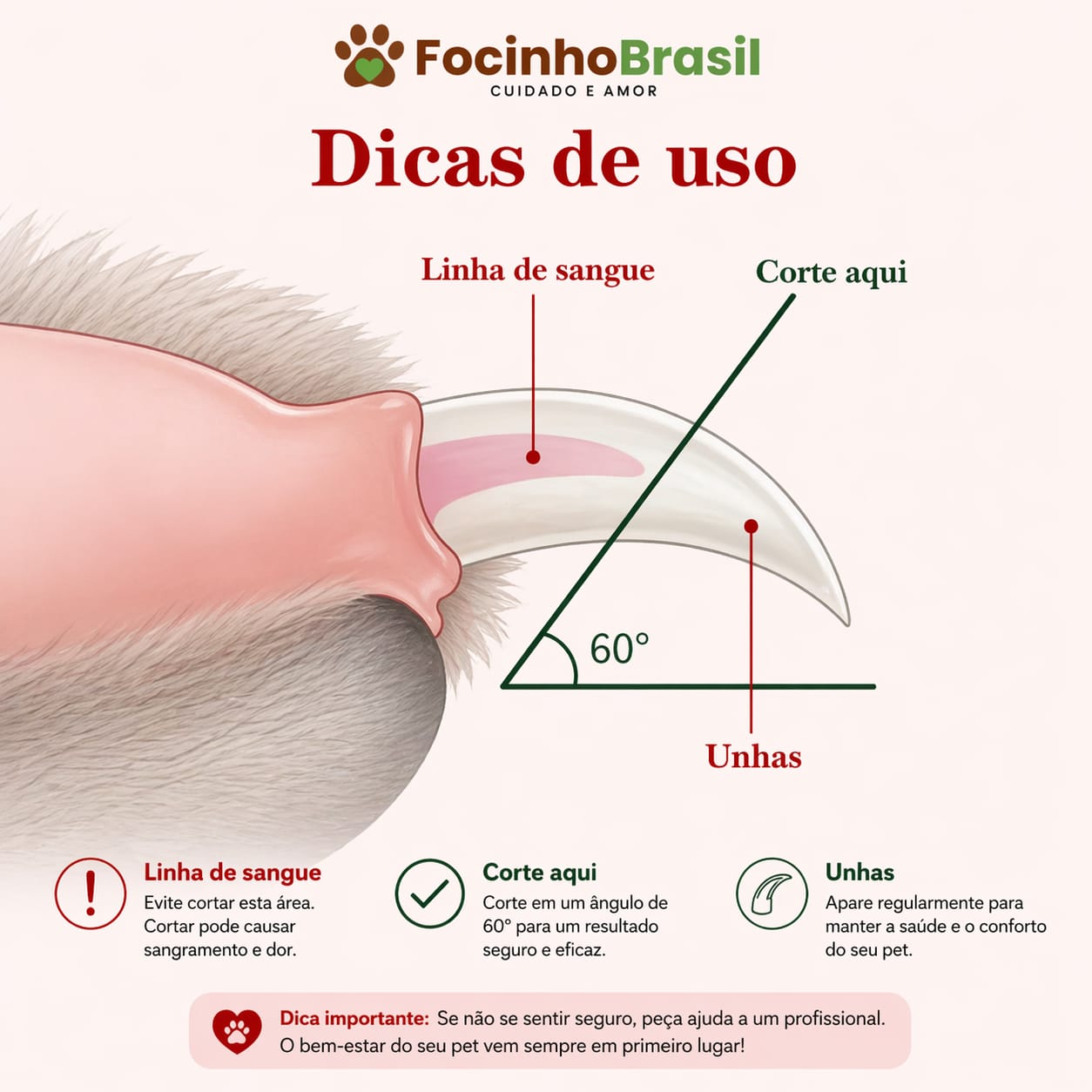 Cortador de unhas para pet com luz LED
