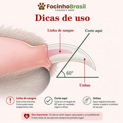 Cortador de unhas para pet com luz LED