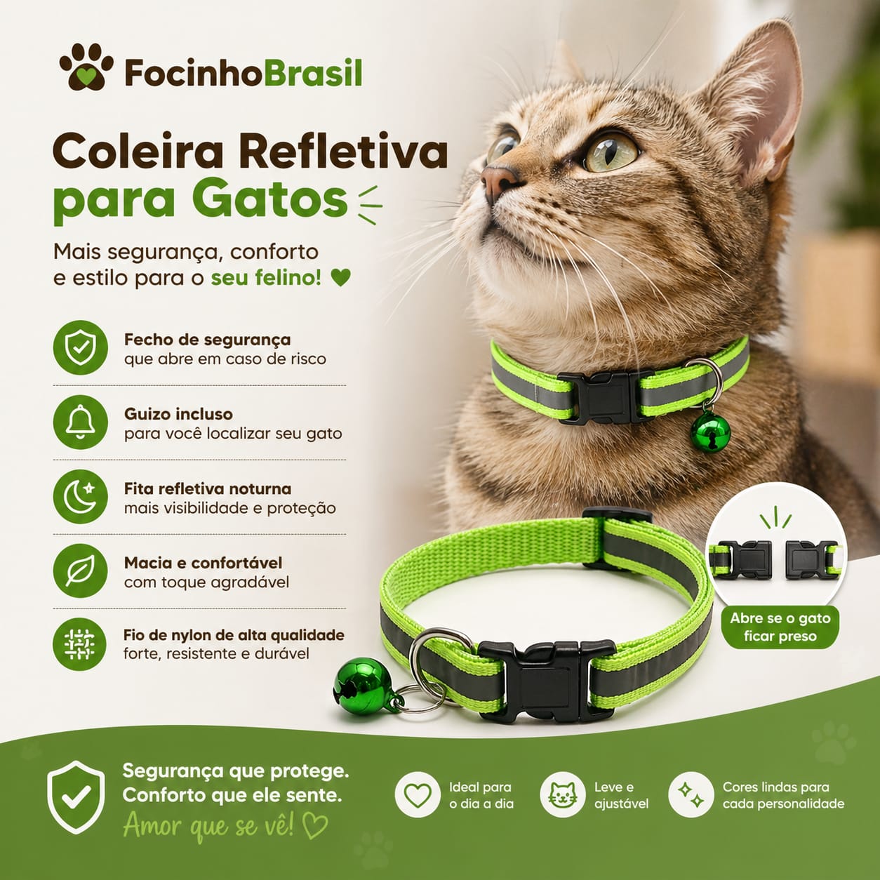 Coleira Refletiva para Gatos