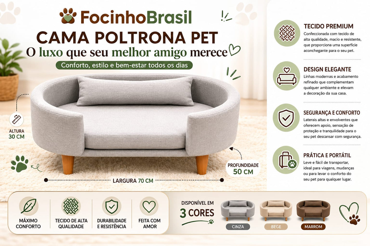 Cama Poltrona Pet Luxo