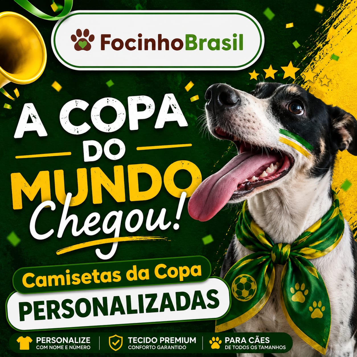 Roupa para Pet Cachorro e Gato - Personalizada Copa Do Mundo