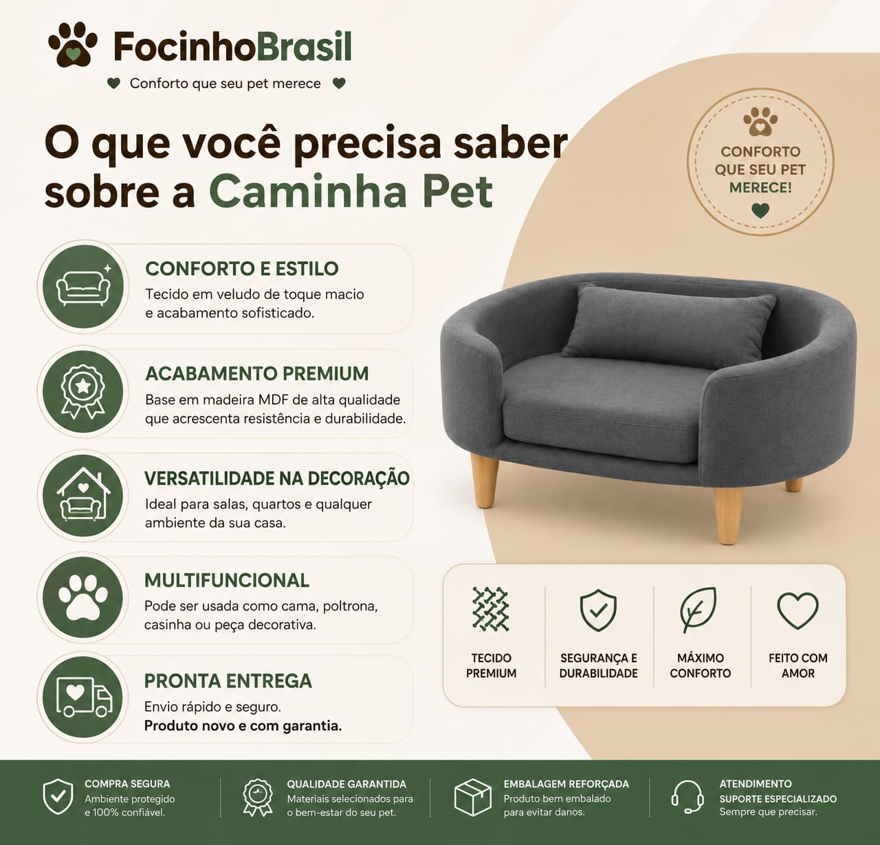 Cama Poltrona Pet Luxo