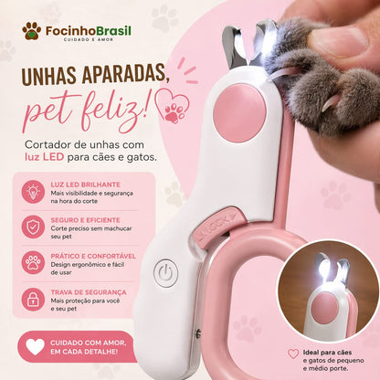 Cortador de unhas para pet com luz LED