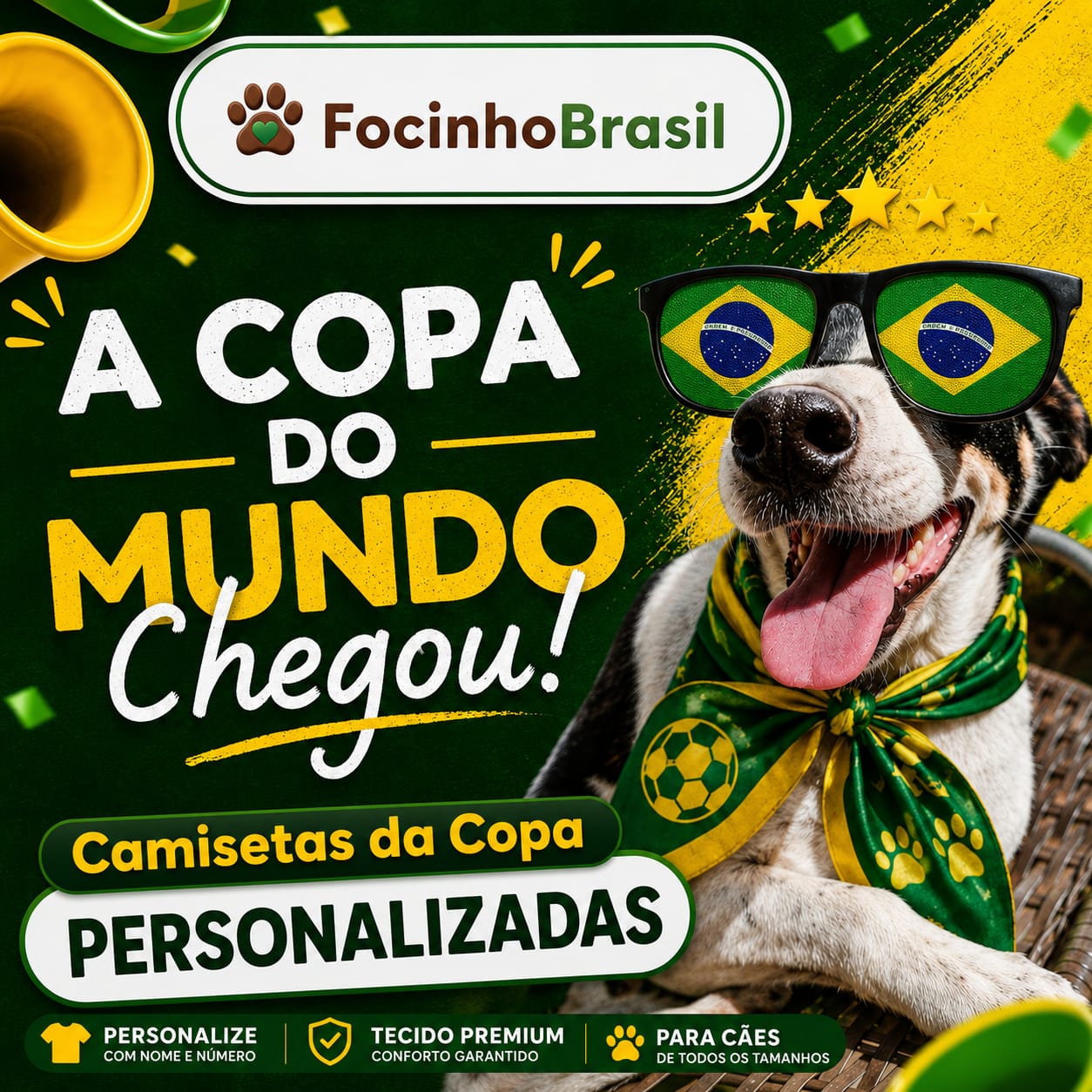 Roupa para Pet Cachorro e Gato - Personalizada Copa Do Mundo