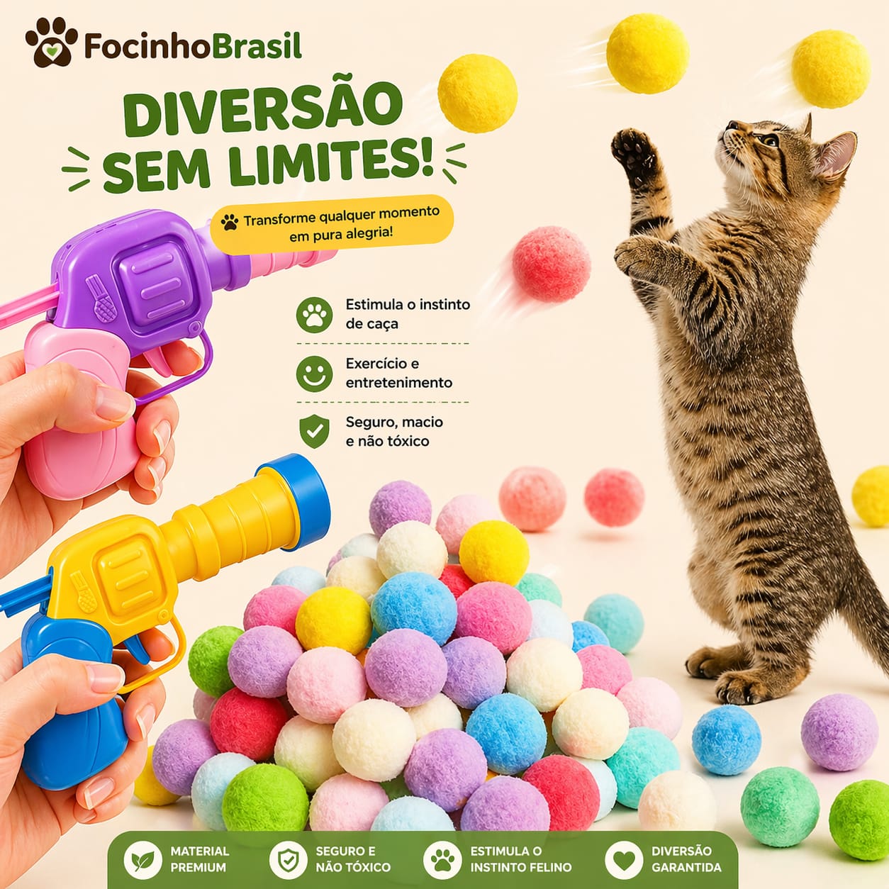 Lançador de bolinhas  para gatos